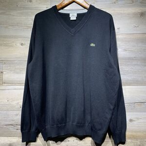Lacoste Sweater Men’s 7 / XXL Black Pullover V Neck Crocodile Logo Tennis Prep